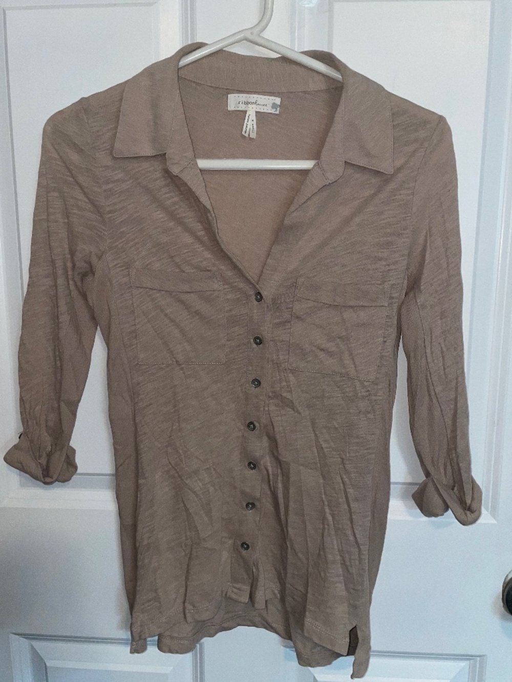Ribbon Luxe bonnet journée light brown Women’s SIZE XS Button down shirt